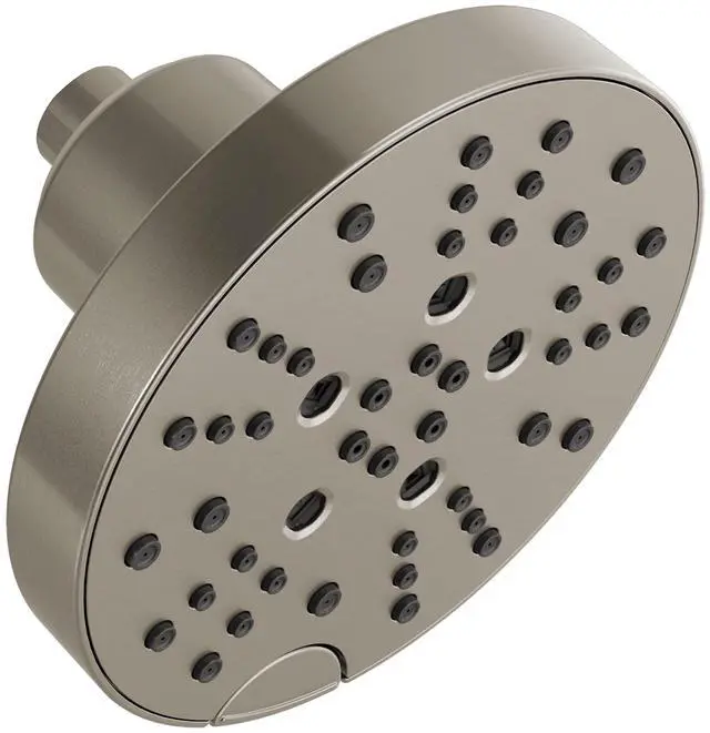 Main image of 5-Setting Brushed Nickel Shower Head with H2Okinetic Spray, 6 Inch Round Shower Head, Showerheads, 1.75 GPM Flow Rate, Lumicoat Stainless 52668-SS-PR