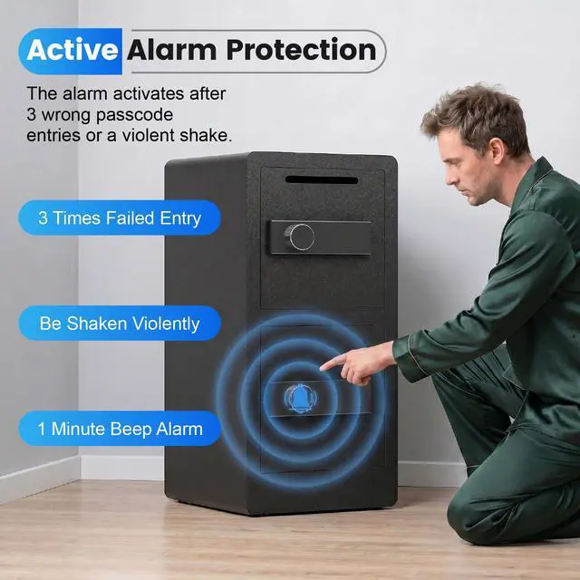 Alt view image 6 of 6 - 7.0 Cuft Biometric Dual Door Security Safe with Deposit Slot Large Fingerprint Safe Box for Home Office Double Layer Steel Cabinet with Digital Keypad for Cash Jewelry and Documents