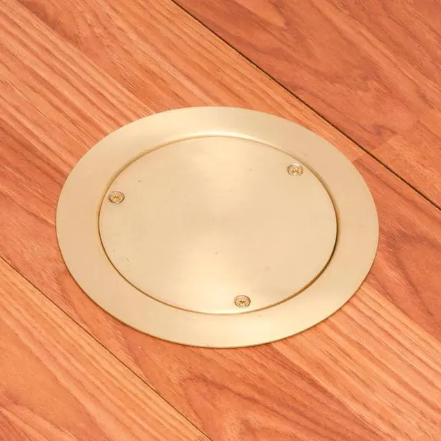 Alt view image 2 of 2 - FLBR5420 Recessed Power and Data Round Floor Box (Brass)