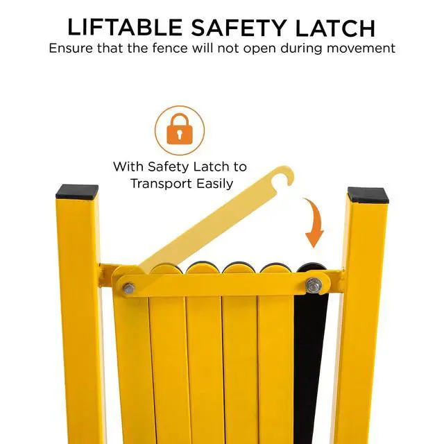 Alt view image 6 of 6 - Industrial Expandable Metal Barricade, Expansion Size 16.4 FT, Yellow and Black,Durable Steel Safety Barricade with casters, Flexible Mobile Barrier Gate, Adjustable Traffic Fence