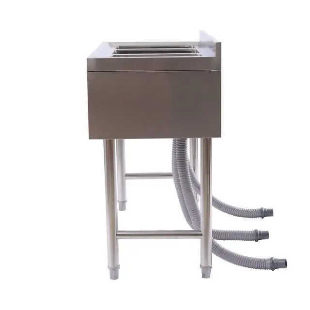 Alt view image 5 of 6 - Free Standing Commercial Kitchen Outdoor Utility Sink 304 Stainless Steel 3-Compartment Commercial Sink for Restaurant, Kitchen (Three-Bowls Style A, 33" H)