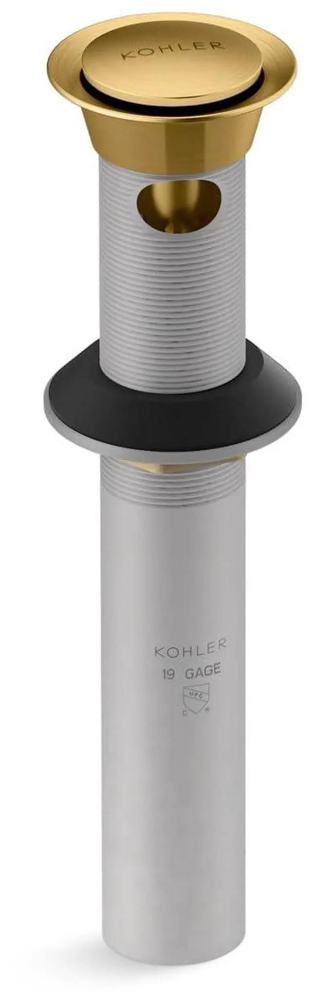 Main image of K-25322-2MB Bathroom Sink Clicker Drain with Tailpiece & Overflow, Premium Durable Metal, Corrosion Resistant, Vibrant Brushed Moderne Brass