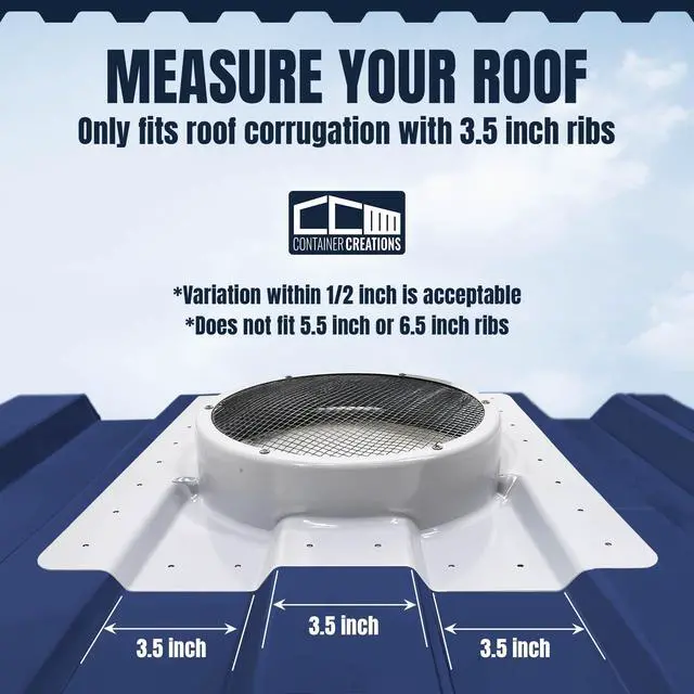 Alt view image 6 of 6 - AdaptAIR® Roof Vent Adapter for Conex Shipping Container Ventilation - Fits 12-Inch Whirlybird Wind Turbine (Sold Separately) - Reduce Condensation & Heat with Container Vent for Small Home
