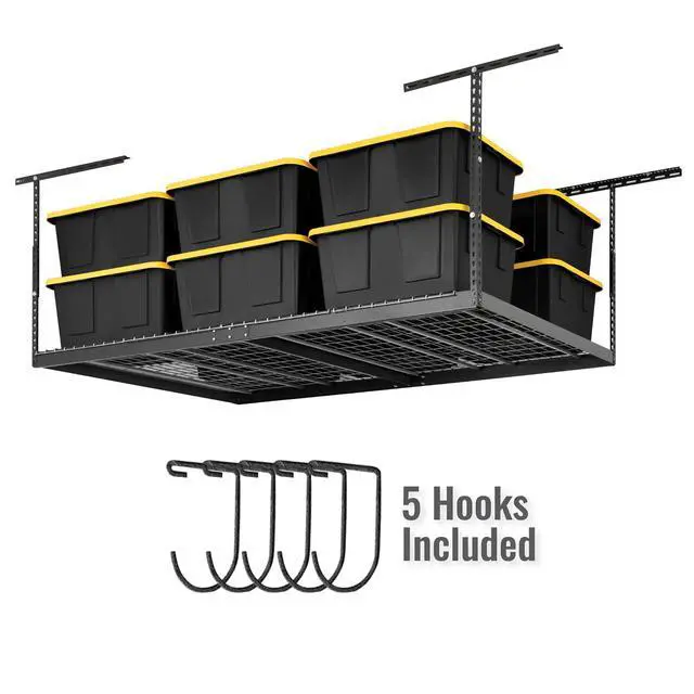 Alt view image 2 of 6 - 4x8 Overhead Garage Storage Rack Heavy Duty - Hammertone (24"-45") - Holds 600 lb