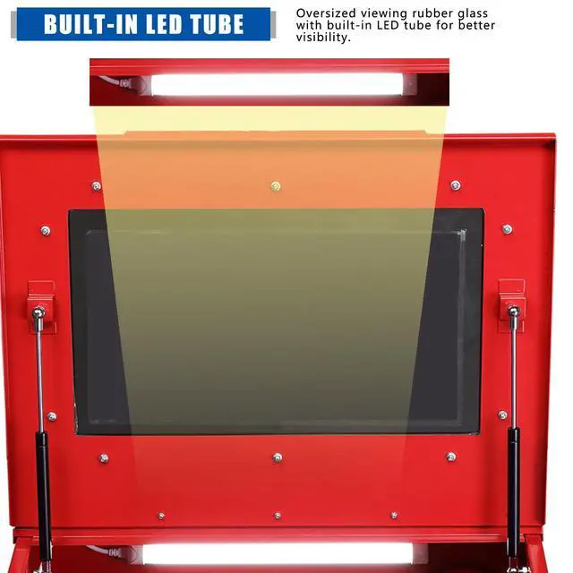 Alt view image 3 of 6 - 40 Gallon Bench Top Air Sandblasting Cabinet | Heavy Duty Steel, Includes Gun and 4 Nozzles, 60-125PSI/6-25CFM, For Rust Removal, Stain, Paint