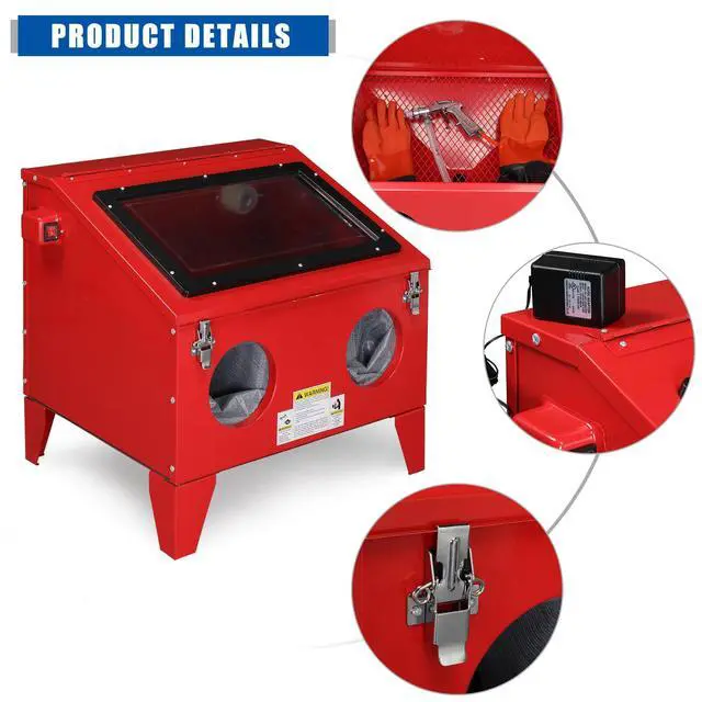 Alt view image 4 of 6 - 40 Gallon Bench Top Air Sandblasting Cabinet | Heavy Duty Steel, Includes Gun and 4 Nozzles, 60-125PSI/6-25CFM, For Rust Removal, Stain, Paint