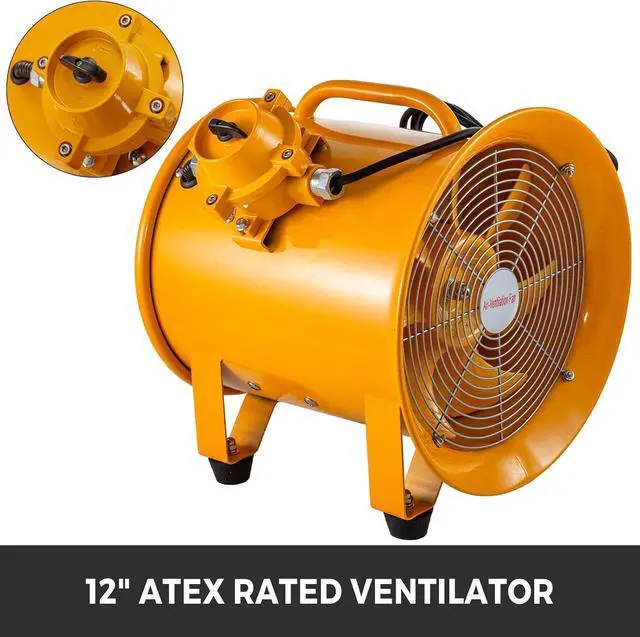 Alt view image 3 of 6 - Explosion Proof Fan 12 Inch, 550W, Industrial Portable Ventilator Blower/Exhaust with 9.8ft Light Cord -No Plug