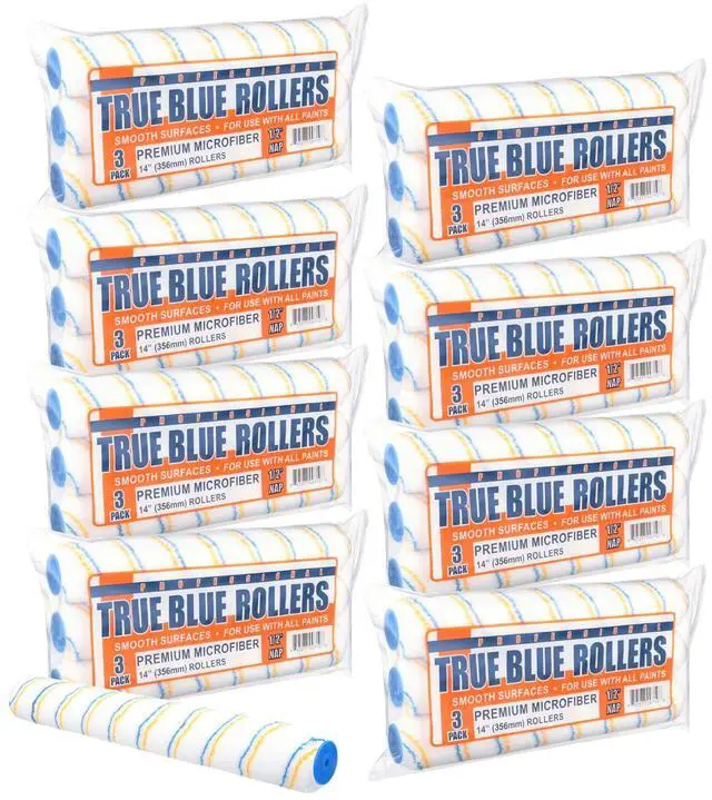 Main image of True Blue 14" Professional Paint Roller Covers, 14 Inch, Best for All Types of Painting Surfaces, Refill Bulk Pack (24, 1/2" Nap)