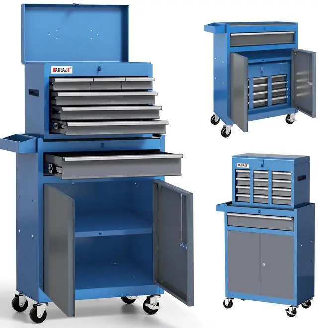 Main image of Tool Chest 7-Drawer | 40'' H Rolling Tool Chest with Wheels | Detachable Top Metal Tool Box | Garage Storage Cabinet for Warehouse,Repair Room | Rolling Tool Box with Wheels,Hooks,Liners | Blue