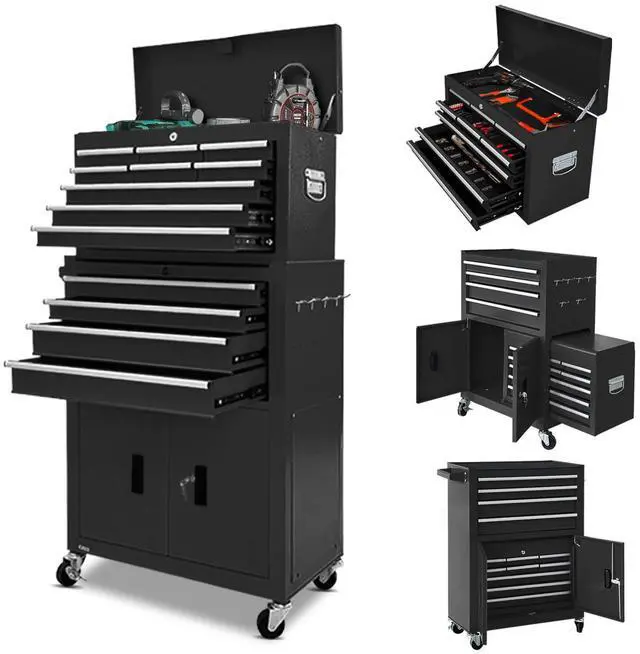 Main image of 13-Drawer Rolling Tool Chest with Double Doors, 2 in 1 Detachable Rolling Tool Chests, Metal Standing Tool Cabinet with Lock, Large Toolbox for Garage Workshop, Gift for Christmas