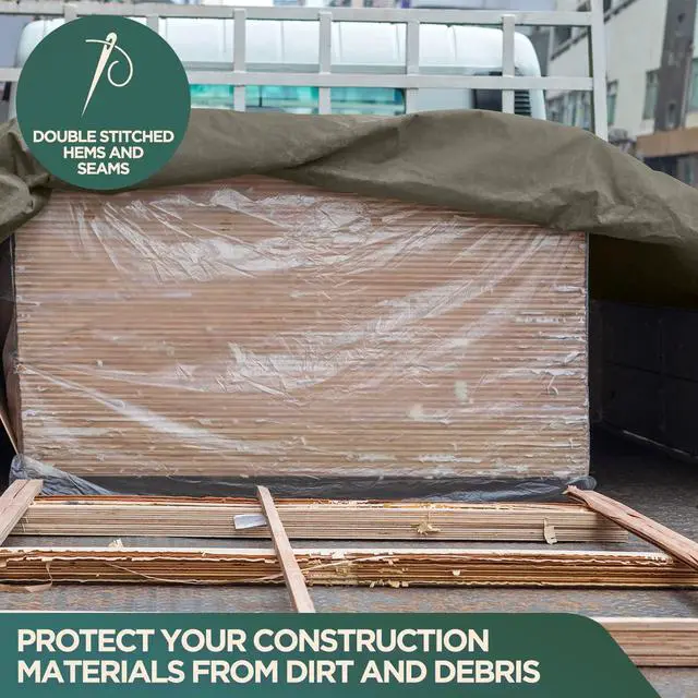Alt view image 4 of 6 - CCS Waterproof Canvas Tarp Cover (21oz) Heavy Duty Duck Cloth, Waxed Canvas Tarpaulin with Rustproof Brass Grommets for Camping, Construction, Equipment & Outdoor Use (Olive Drab, 12x20 Ft)