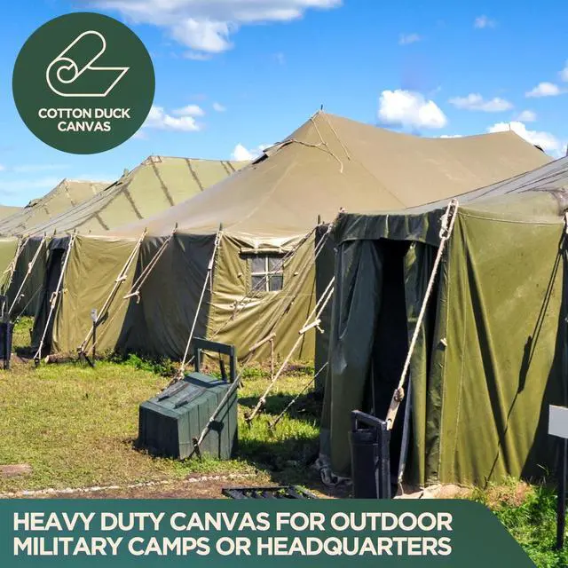 Alt view image 5 of 6 - CCS Waterproof Canvas Tarp Cover (21oz) Heavy Duty Duck Cloth, Waxed Canvas Tarpaulin with Rustproof Brass Grommets for Camping, Construction, Equipment & Outdoor Use (Olive Drab, 12x20 Ft)