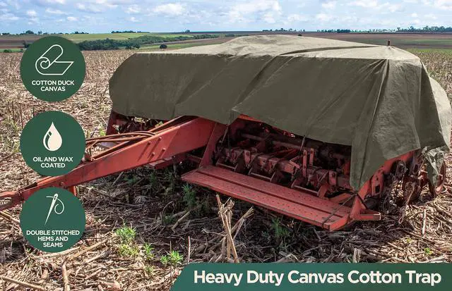 Alt view image 6 of 6 - CCS Waterproof Canvas Tarp Cover (21oz) Heavy Duty Duck Cloth, Waxed Canvas Tarpaulin with Rustproof Brass Grommets for Camping, Construction, Equipment & Outdoor Use (Olive Drab, 12x20 Ft)