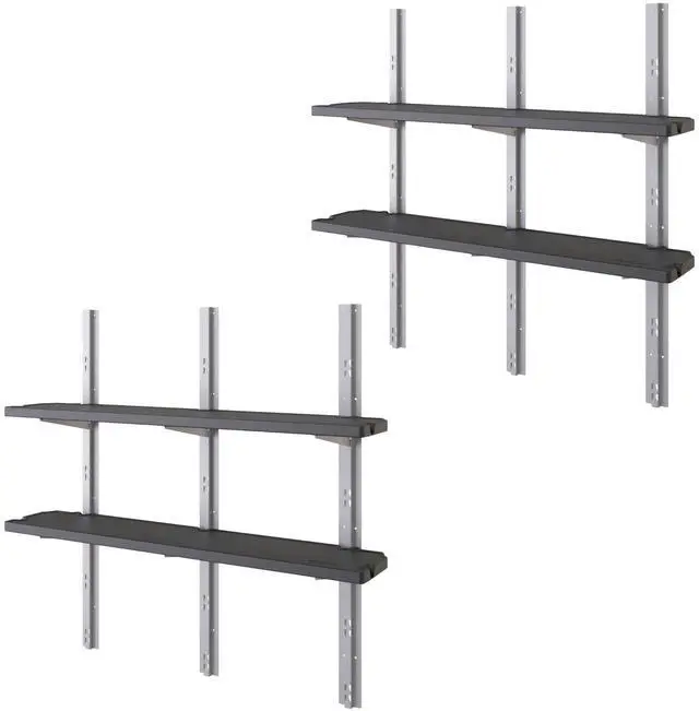 Main image of Vertical Shed 4 Shelf Kit, Space Saving Shelving for Wall Mount Outdoor Storage Structures, 50" W x 11.25" D x 46.75" H, Black