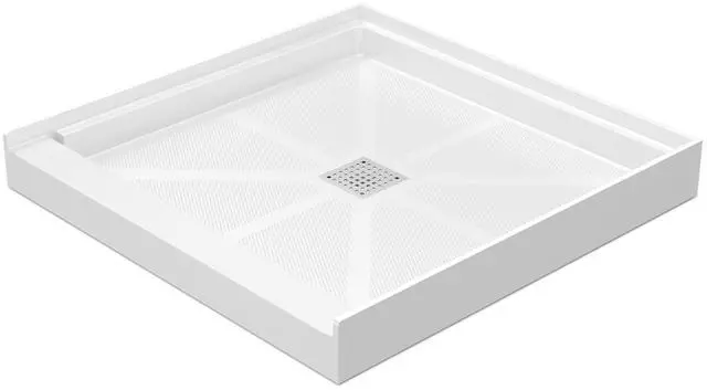 Main image of 36"L×36"W×4"H SMC Shower Pan For Bathroom, Single Threshold Shower Bases with Non-Slip Textured Surface and Stainless Steel Shower Drain Cover, White
