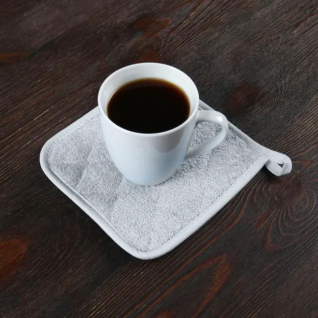 Alt view image 4 of 5 - Arkwright Pot Holders for Kitchen - Heat Resistant Square Hot Pads Bulk Case of 144, Professional Grade Washable Cotton Coaster for Oven, Cooking and Baking, 7 x 7 in, Grey
