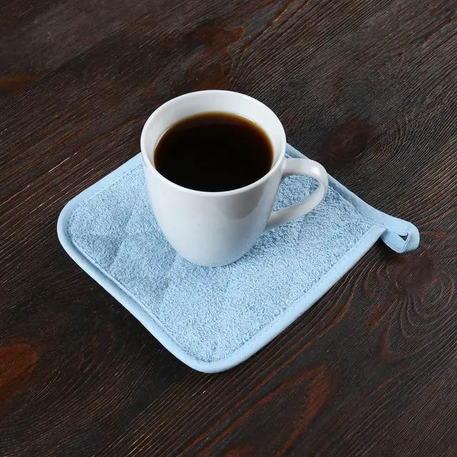 Alt view image 4 of 5 - Arkwright Pot Holders for Kitchen - Heat Resistant Square Hot Pads Bulk Case of 144, Professional Grade Washable Cotton Coaster for Oven, Cooking and Baking, 7 x 7 in, Blue