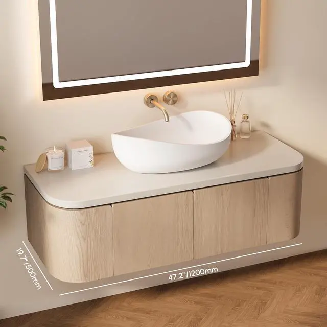 Alt view image 3 of 6 - 22.44'' Oval Vessel Sink, Matte White Stone Resin Bathroom Sink with Pop-Up Drain, Modern Above Counter Basin for Vanity Countertop, No Faucet Hole, No Overflow