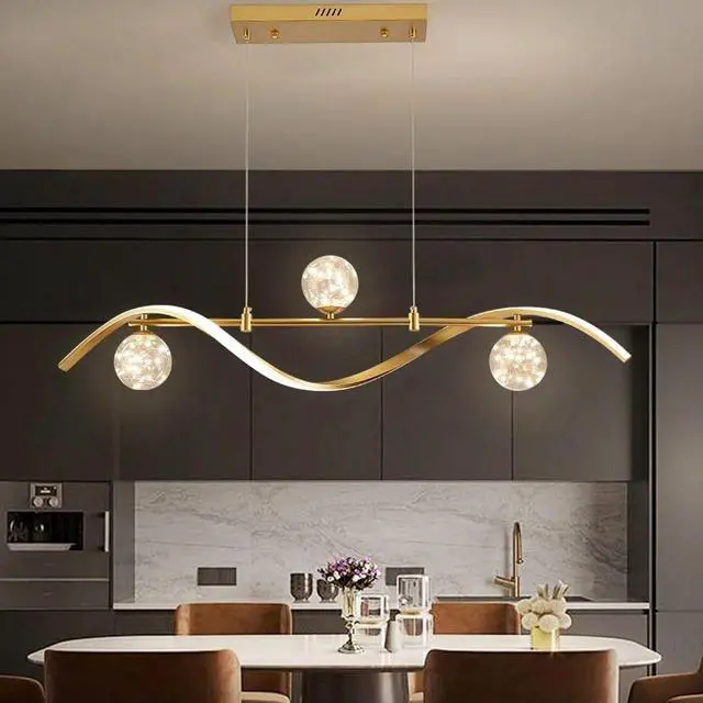 Main image of LED Linear Kitchen Island Light Fixtures, Modern Dimmable Dining Room Light Fixture 4-Light