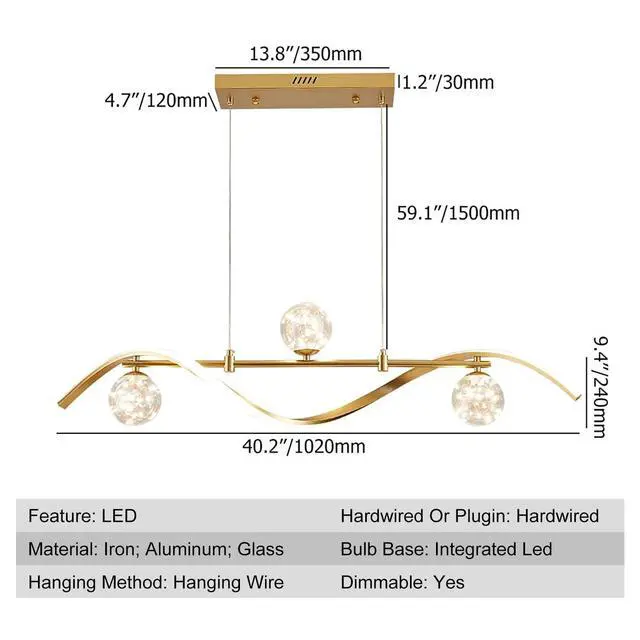 Alt view image 4 of 6 - LED Linear Kitchen Island Light Fixtures, Modern Dimmable Dining Room Light Fixture 4-Light