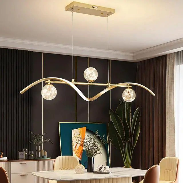 Alt view image 6 of 6 - LED Linear Kitchen Island Light Fixtures, Modern Dimmable Dining Room Light Fixture 4-Light