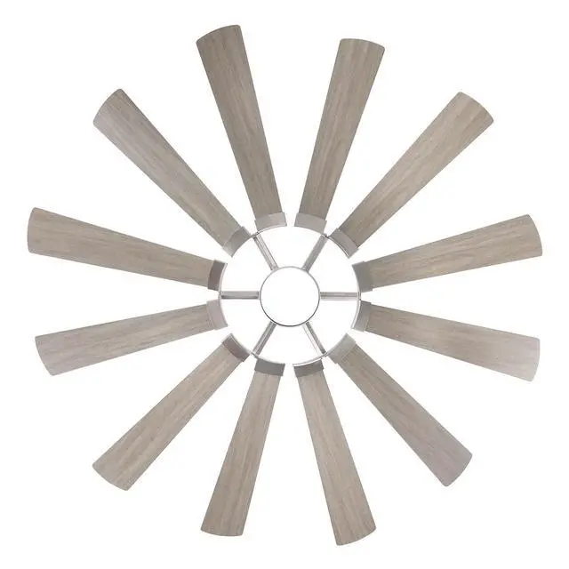 Alt view image 3 of 6 - 62 Inch Ceiling Fan with Light Remote, Modern Farmhouse Industrial 12 Blade(Sliver/Oak), High CFM Quiet Reversible DC Motor, Damp Rated Indoor Outdoor Ceiling Fans for Patios Garage Porch Barn Gym