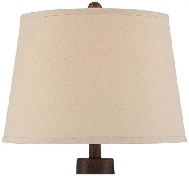 Alt view image 3 of 6 - Glenn 27" Tall Urn Farmhouse Rustic Natural Cottage Southwestern Table Lamps Set of 2 WiFi Smart Socket Dark Terra Cotta Finish Living Room Bedroom Bedside Nightstand Fabric Shade