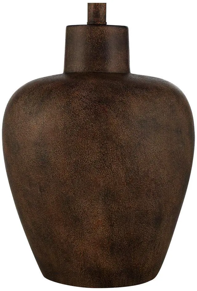 Alt view image 5 of 6 - Glenn 27" Tall Urn Farmhouse Rustic Natural Cottage Southwestern Table Lamps Set of 2 WiFi Smart Socket Dark Terra Cotta Finish Living Room Bedroom Bedside Nightstand Fabric Shade
