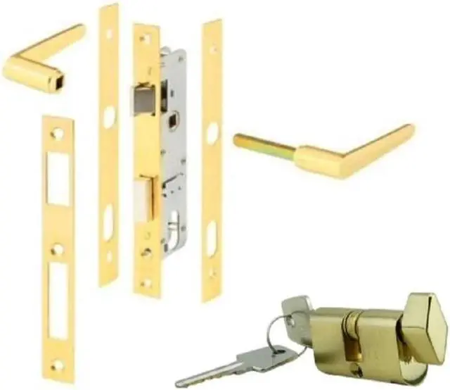 Alt view image 2 of 2 - Papaiz Storm Door Lock (Single and Double Cylinder Available) - Brass (Single Cylinder (Keyed ONE Side w/Thumb Turn) - 2 Pack)