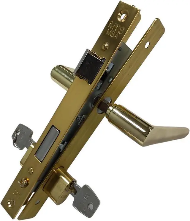 Alt view image 2 of 2 - Papaiz Storm Door Lock (Single and Double Cylinder Available) - Brass (Double Cylinder (Keyed Both Sides, NO Thumb Turn) - 2 Pack)