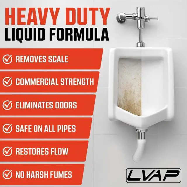 Alt view image 4 of 6 - Heavy Duty Urinal Salt Remover Made in USA Commercial Grade Urinal Drain Cleaner & Odor Eliminator. Removes Salt, Calcium, Rust and Scale Build Up 32 fl oz Bottles - 6 Pack