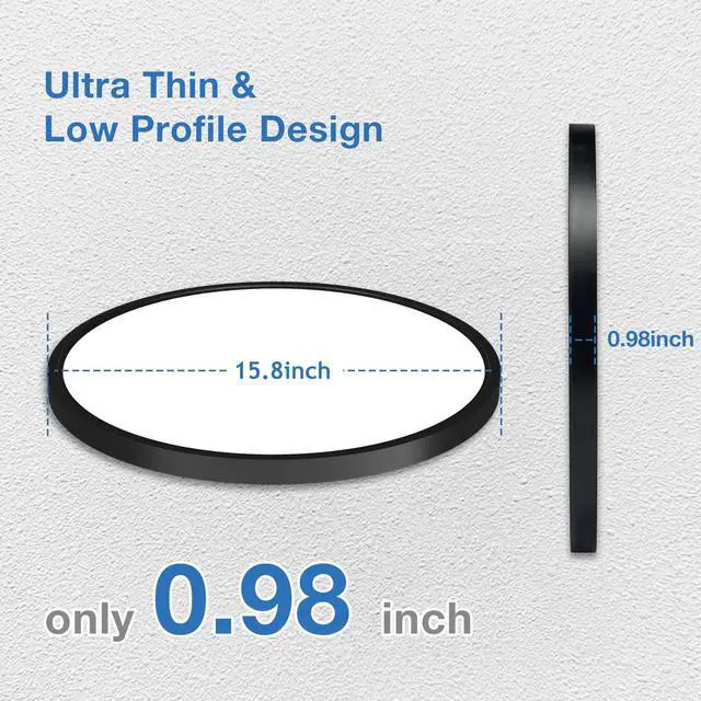 Alt view image 6 of 6 - 15.8 Inch Black Flush Mount Ceiling Light Dimmable, 6 Pack, 24W, 3 Color Temperature Seletable, ETL