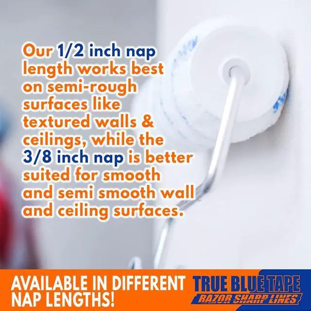 Alt view image 4 of 6 - True Blue 4" Professional Paint Roller Covers, 4 Inch, Best for All Types of Painting Surfaces, Refill Bulk Pack (200, 3/8" Nap)