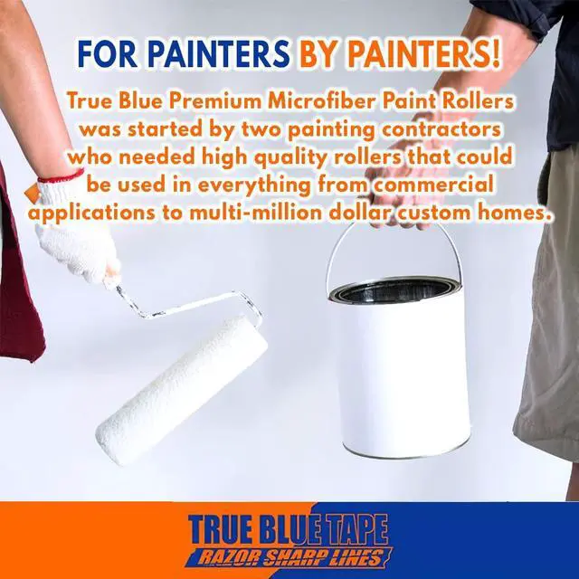 Alt view image 5 of 6 - True Blue 4" Professional Paint Roller Covers, 4 Inch, Best for All Types of Painting Surfaces, Refill Bulk Pack (200, 3/8" Nap)