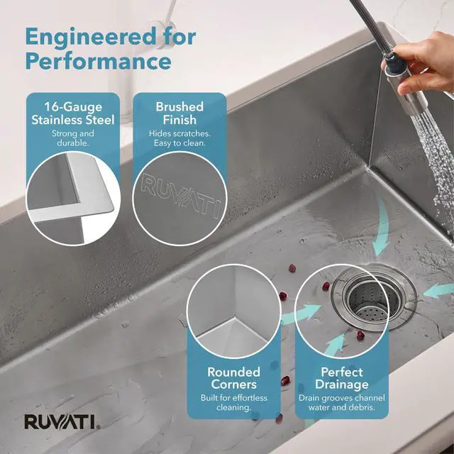 Alt view image 3 of 6 - 27-inch Slope Bottom Offset Drain Undermount Kitchen Sink Single Bowl - RVH7470