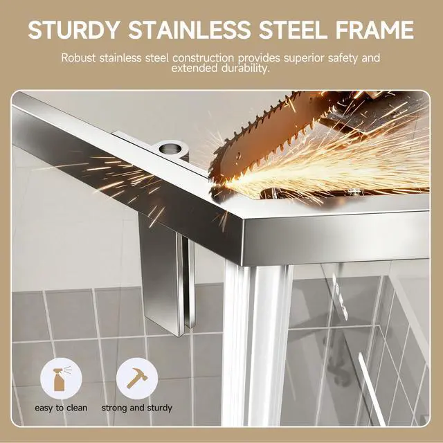 Alt view image 6 of 6 - Frameless Pivot Neo-Angle Shower Door 36" W x 72" H, 1/4" (6mm) Clear Tempered Glass Corner Shower Door, Chrome Aluminum Frame, Base Not Included