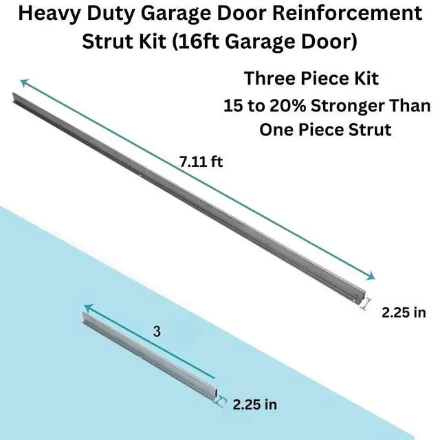 Alt view image 2 of 6 - 16 ft Heavy-Duty Steel Garage Door Reinforcement Bracket - Made in the USA - Prevents Bending, Sagging & Cracking