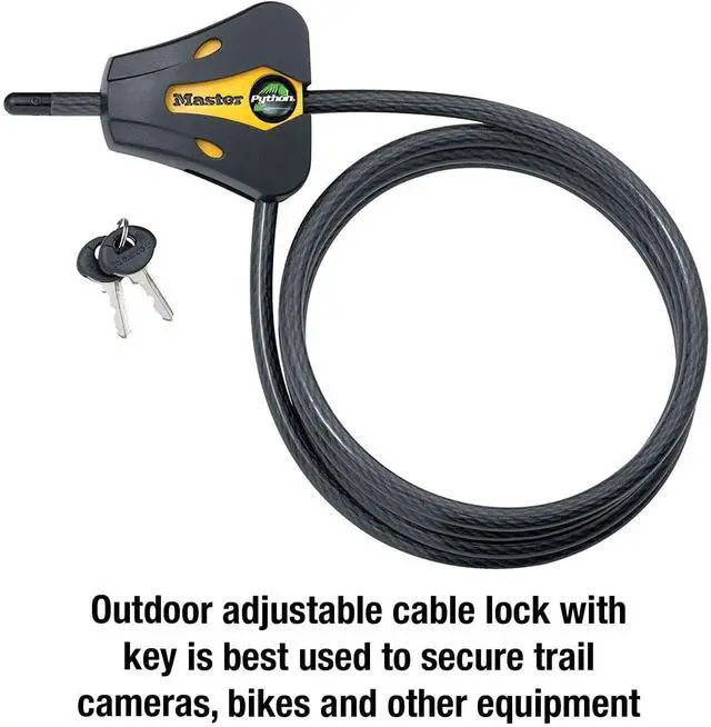 Alt view image 6 of 6 - Keyed Alike Trail Camera Python Adjustable Cable Locks w/20 Keys, Model# 8419KA-10