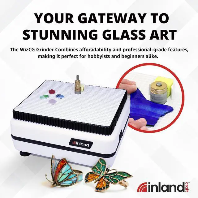 Alt view image 5 of 6 - WizCG Glass Grinder Precision Glass Grinder Machine for Shaping, Drilling for Stained Glass Tools, Craft Supplies for Adults, Includes Diamond Grinding Bit, 115V Only, White & Red