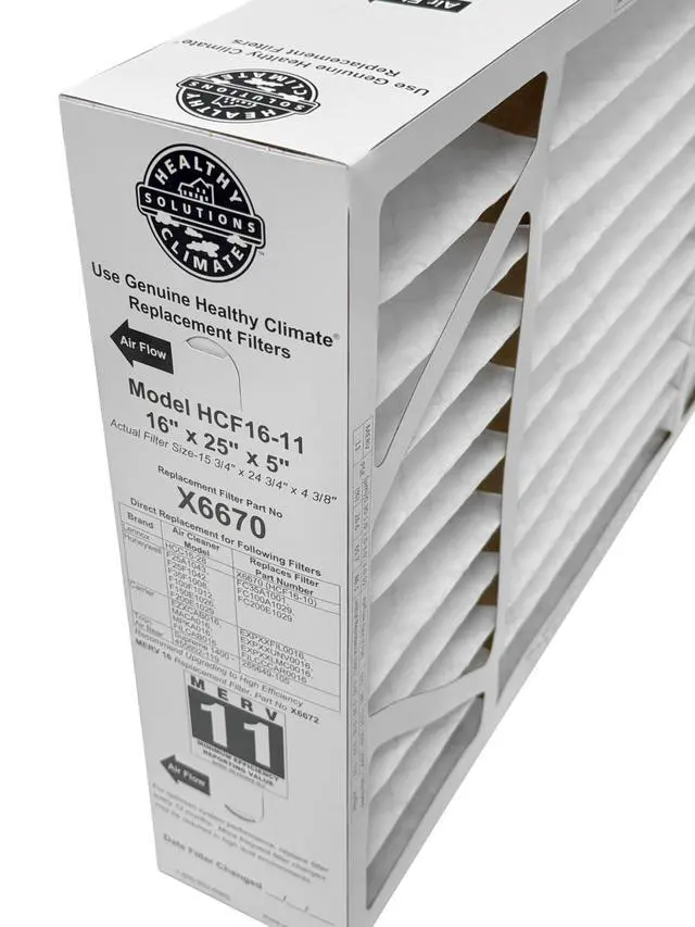 Alt view image 2 of 6 - Lennox X6670-16" x 25" x 5" HCF16-11 MERV 11 Filter Bundle with Same Day Supply Filter Change Reminder Magnet (4 Pack)
