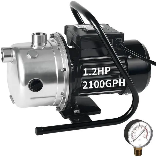Main image of Shallow Well Pump, Stainless Steel Garden Irrigation Pump, 115V Water Transfer Pump, Water Booster Jet Pump for Home Garden Lawn Farm, Silver