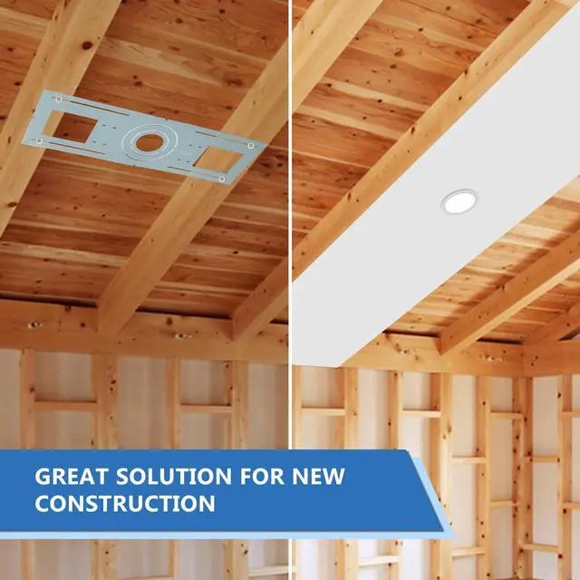 Alt view image 2 of 6 - 36 Pack New Construction Rough in Plate Pre mounting Bracket for 3/4 /6 inch Wafer Lights, 26 Inch Length, Shallow Recessed Light Housing, Galvanized Metal Sheet