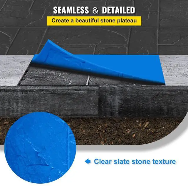Alt view image 3 of 6 - Concrete Texturing Skin, 24"x24" Concrete Stamps Mats Set, Polyurethane Concrete Stamping Mats, Slate Concrete Stamps, 4 PCS Realistic Concrete Texture Mat, Concrete Stamps for Walls/Floors