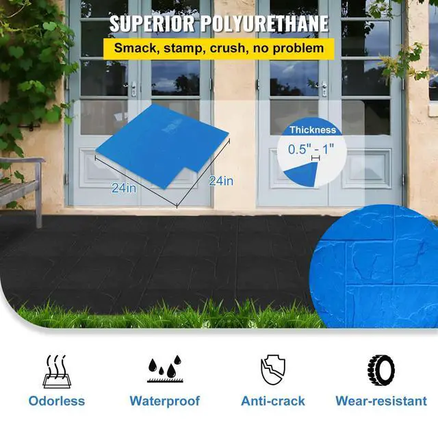 Alt view image 4 of 6 - Concrete Texturing Skin, 24"x24" Concrete Stamps Mats Set, Polyurethane Concrete Stamping Mats, Slate Concrete Stamps, 4 PCS Realistic Concrete Texture Mat, Concrete Stamps for Walls/Floors