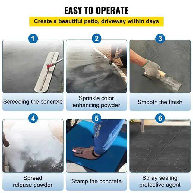 Alt view image 6 of 6 - Concrete Texturing Skin, 24"x24" Concrete Stamps Mats Set, Polyurethane Concrete Stamping Mats, Slate Concrete Stamps, 4 PCS Realistic Concrete Texture Mat, Concrete Stamps for Walls/Floors