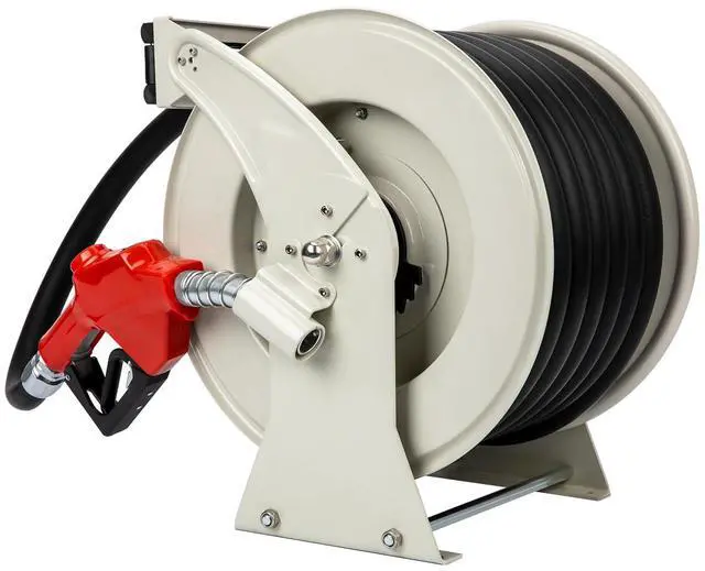 Main image of Fuel Hose Reel 1" x 50' Spring Driven Retractable Diesel Hose Reel 300 PSI Industrial Auto Swivel Heavy Duty Steel Construction Reel with Fueling Nozzle for Aircraft Ship Vehicle Tank