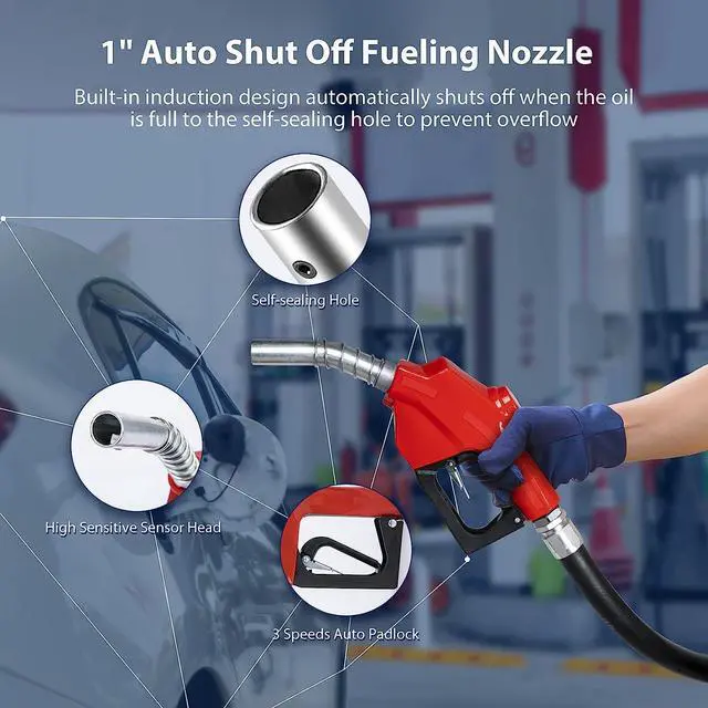 Alt view image 6 of 6 - Fuel Hose Reel 1" x 50' Spring Driven Retractable Diesel Hose Reel 300 PSI Industrial Auto Swivel Heavy Duty Steel Construction Reel with Fueling Nozzle for Aircraft Ship Vehicle Tank