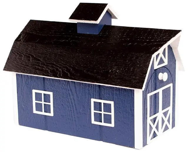 Alt view image 3 of 6 - Deluxe Wooden Mailbox, Dutch Barn Style (Navy Blue with White Trim)