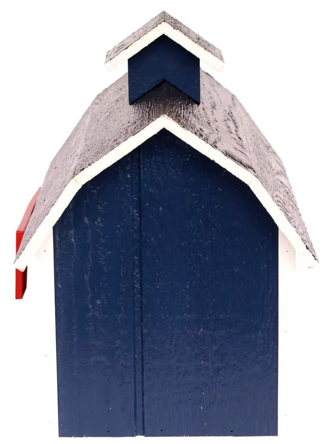 Alt view image 5 of 6 - Deluxe Wooden Mailbox, Dutch Barn Style (Navy Blue with White Trim)