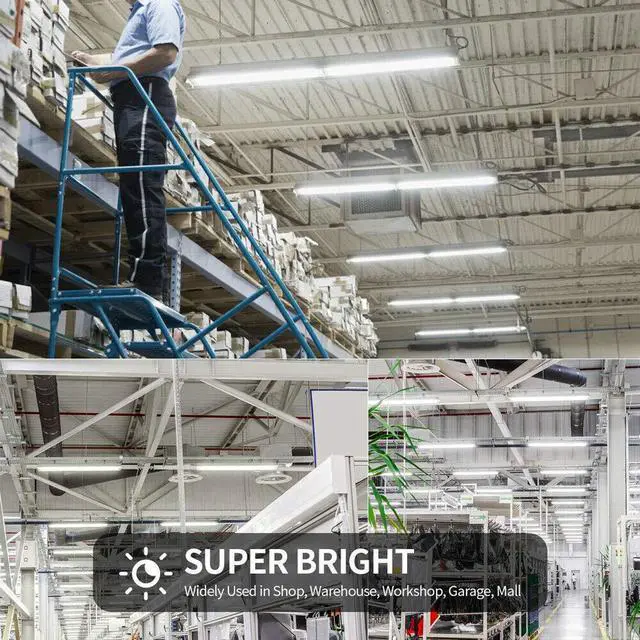 Alt view image 6 of 6 - 6-Pack 8ft LED Shop Light Fixture - 120W T8 Integrated LED Tube Light - 6000K 20000LM V-Shape Linkable - High Output - Clear Cover - Plug and Play - 300 Degree Lighting for Garage, Shop, Barn